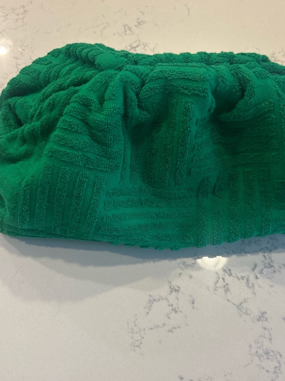 Green Textured Terrycloth clutch - Picture 1 of 2